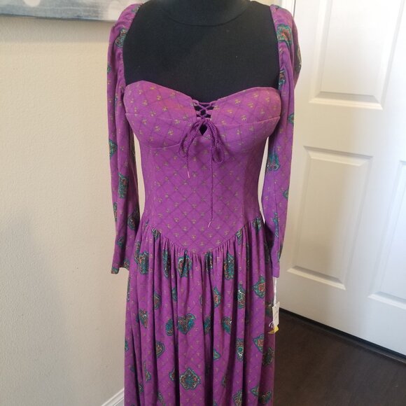 NWT Vintage Claudine Bueche  bustier top basque waist maxi floral  *Rare* sz 8 - Picture 1 of 10